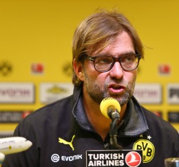 Manager Klopp at the pressconference