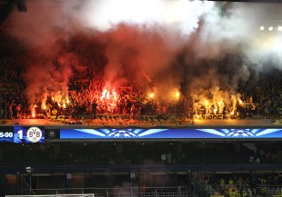 Sorgte für Gesprächsstoff: Die Pyroshow zur Halbzeit