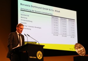 Aki Watzke stellt die Geschäftszahlen der KG vor