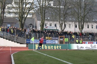 Der Gästeblock im Moselstadion war demnach nicht voll