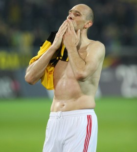 Jan Koller in front of the Südtribüne