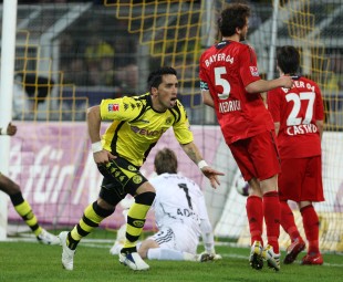 Lucas celebrates his goal