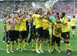 Celebration after the match against Nuernberg