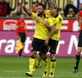 Antonio da Silva celebrates his first goal for Borussia