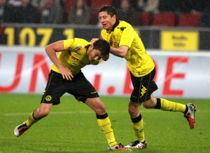 Sahin and Lewandowski celebrated the 1-2