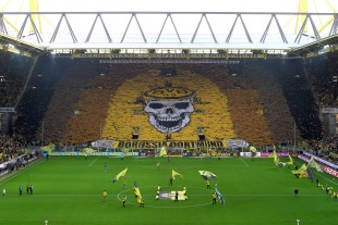 Skull tifo against Wolfsburg