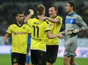 Reus (l.) and Grosskreutz celebrate the 1-2