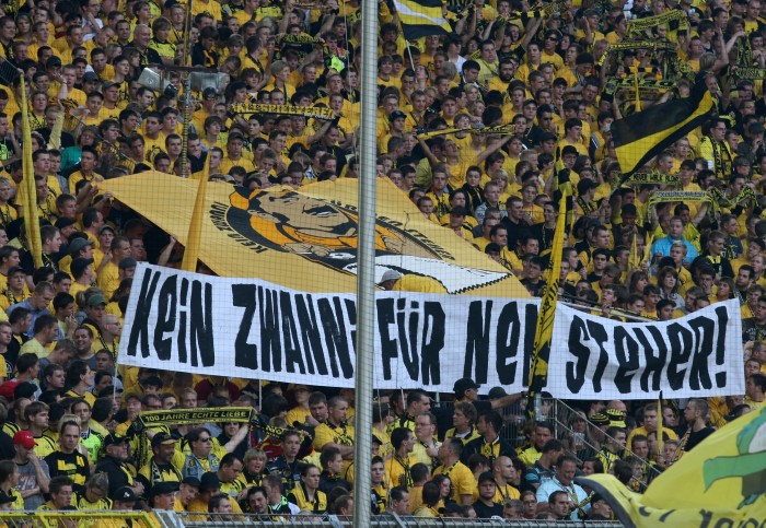 The BVB Fans protest at Westfalenstadion