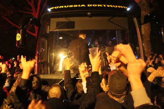 The Boycotters welcome the team bus