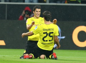 Sahin and Sokratis after the equaliser