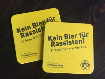 Klare Ansage der FA per Bierdeckel